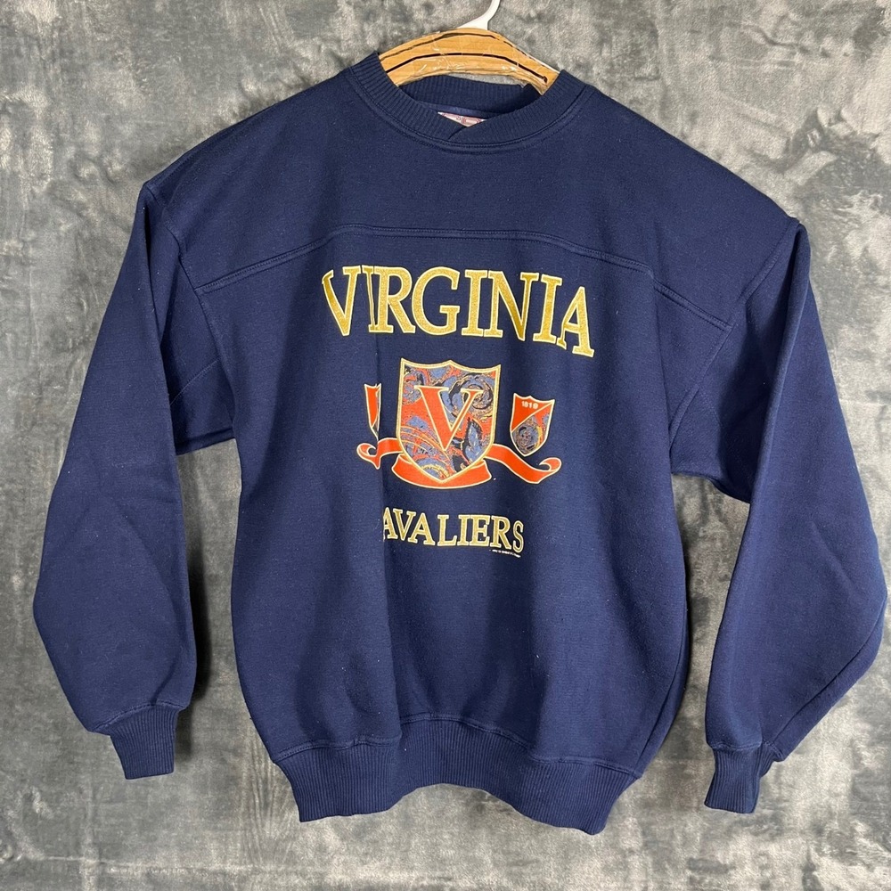 Vintage 1992 Virginia Cavaliers Sweatshirt Crable Sportswear Navy Blue Mens L